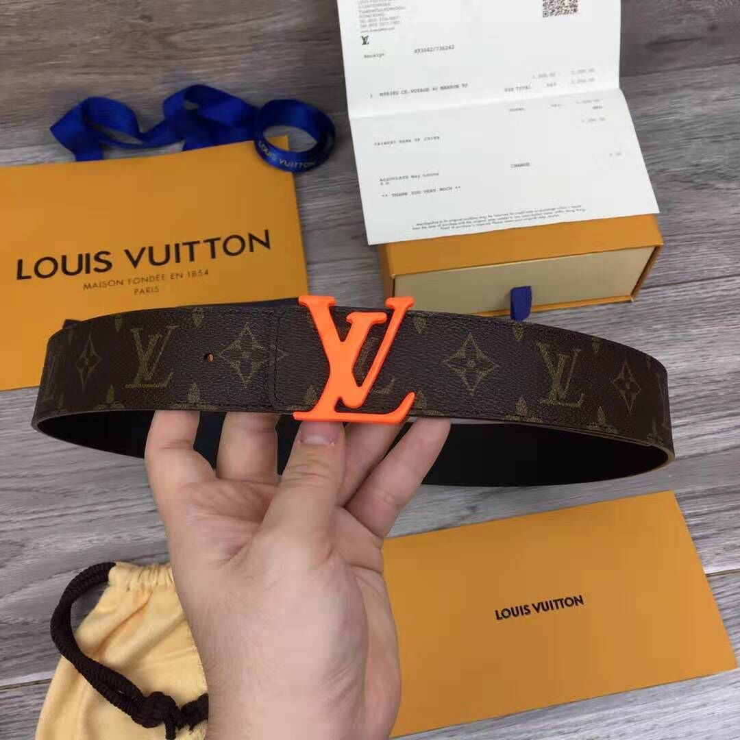 Louis Vuitton Shape Monogram Belt With Orange Buckle - 