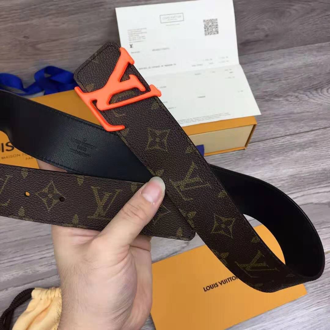 Louis Vuitton Shape Monogram Belt With Orange Buckle - 