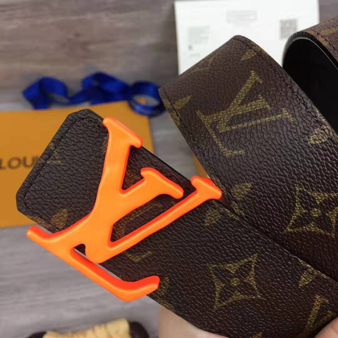 Louis Vuitton Shape Monogram Belt With Orange Buckle - 