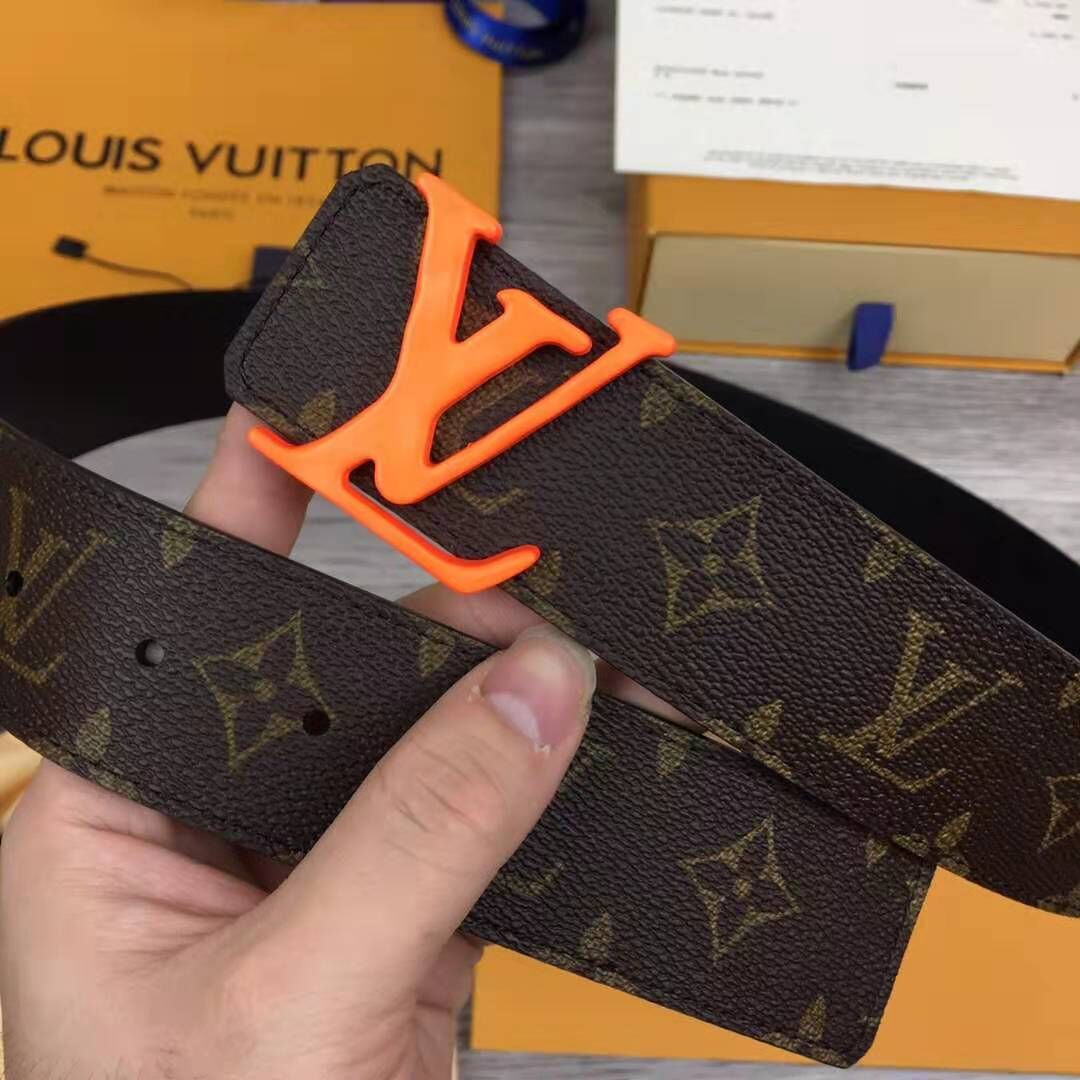 Louis Vuitton Shape Monogram Belt With Orange Buckle - 