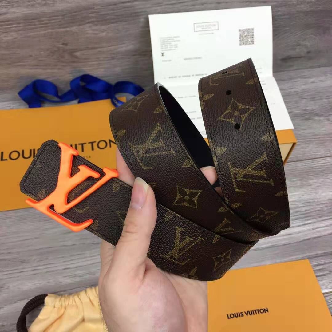 Louis Vuitton Shape Monogram Belt With Orange Buckle - 