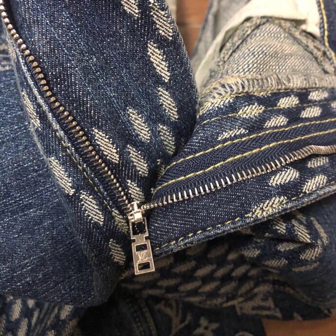 Louis Vuitton Giant Damier Waves Monogram Denim Jeans Blue - DesignerGu