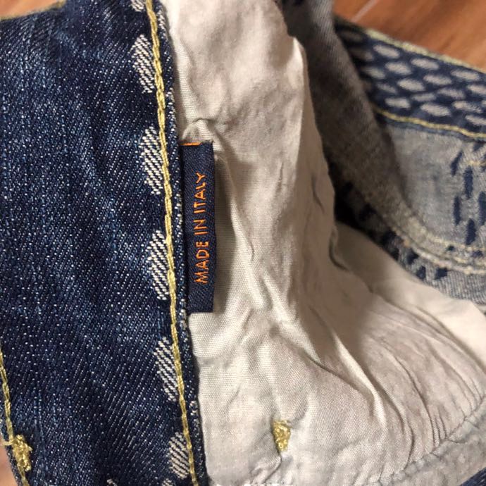 Louis Vuitton Giant Damier Waves Monogram Denim Jeans Blue - DesignerGu