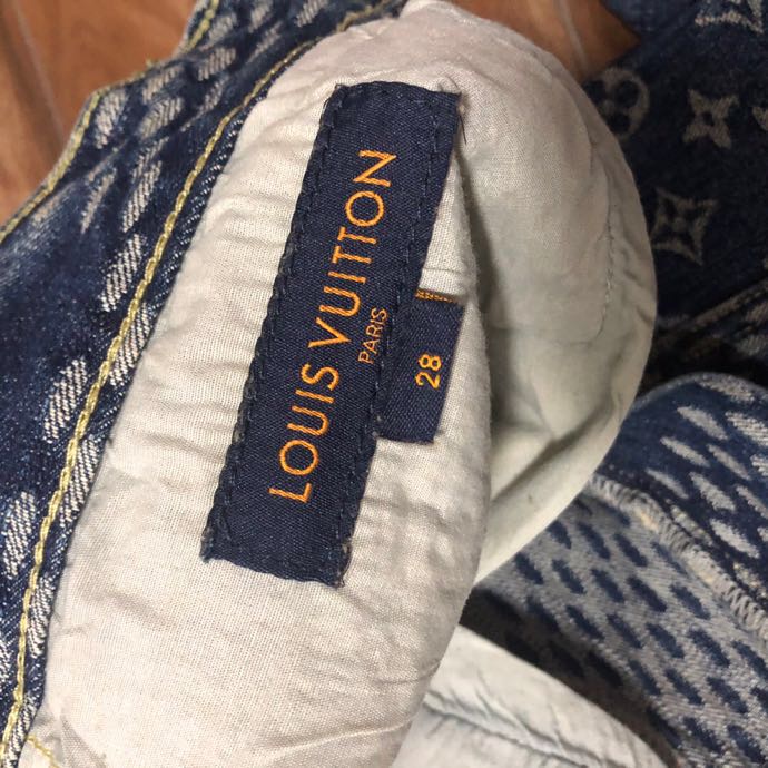 Louis Vuitton Giant Damier Waves Monogram Denim Jeans Blue - DesignerGu