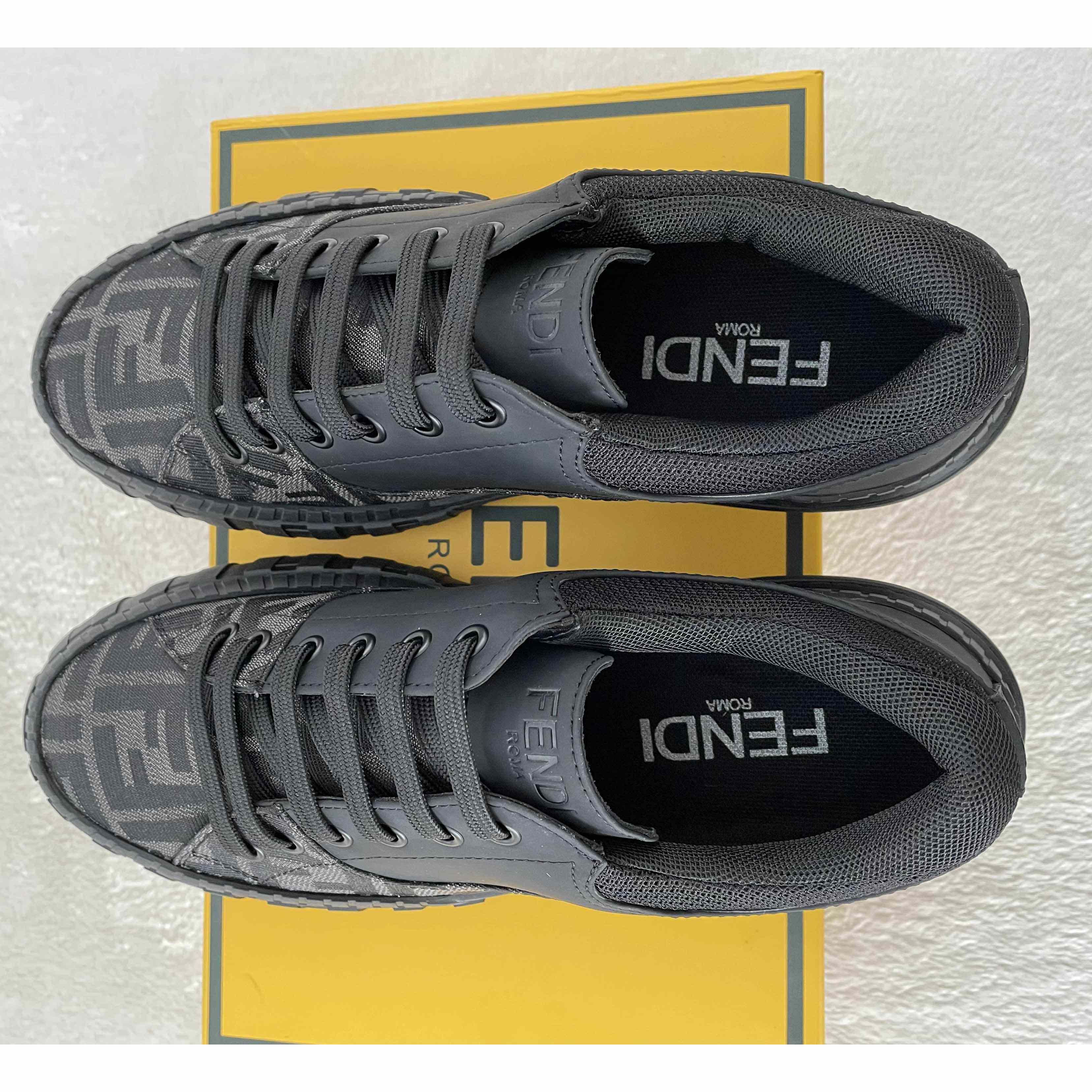 Fendi FF Black Fabric Low-tops Sneaker - 
