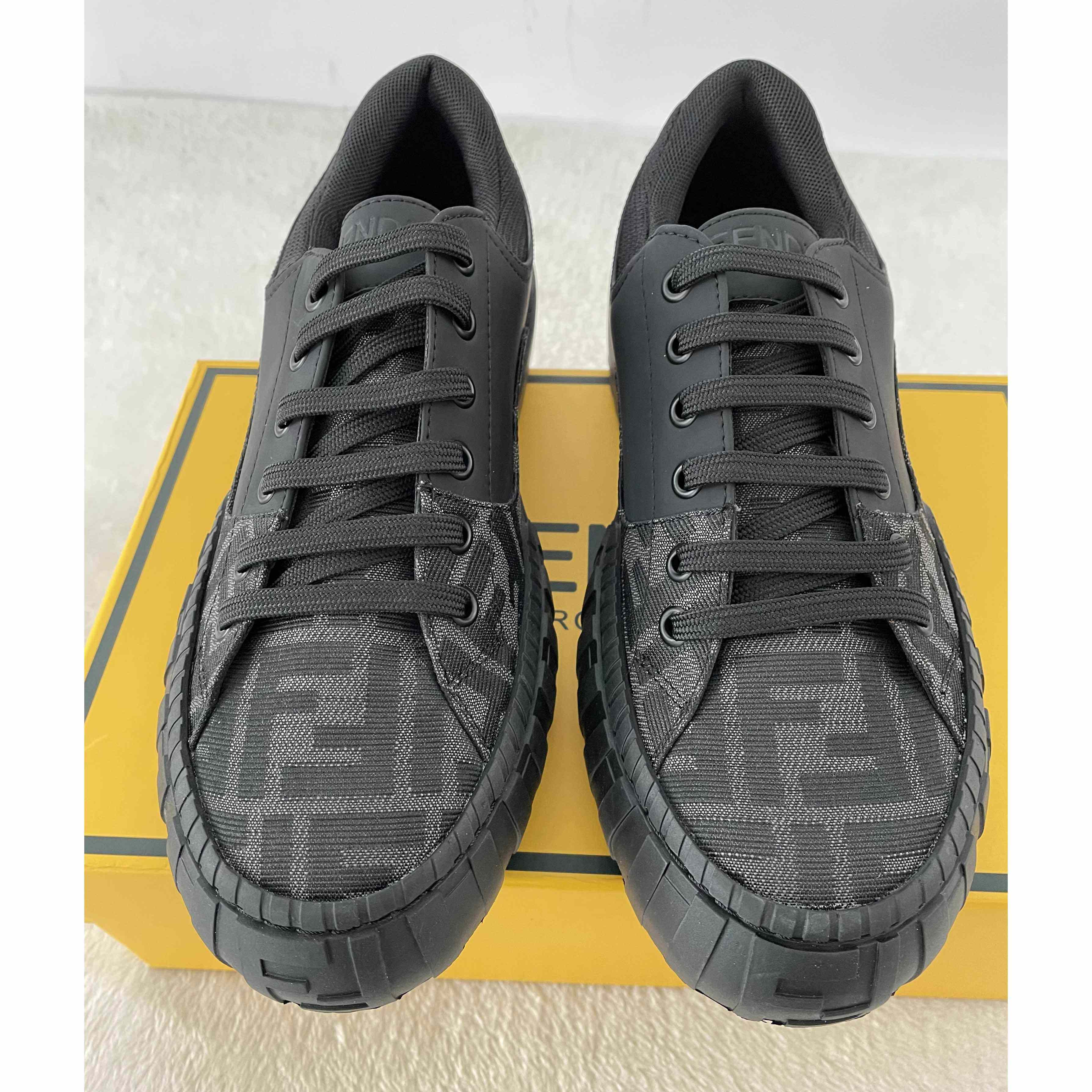 Fendi FF Black Fabric Low-tops Sneaker - 