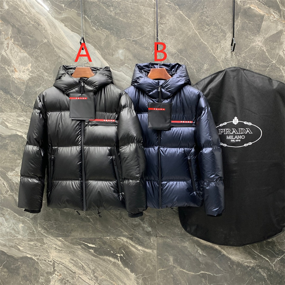 Prada Logo Print Zipper Down Jacket(Inseparable Hat) - DesignerGu