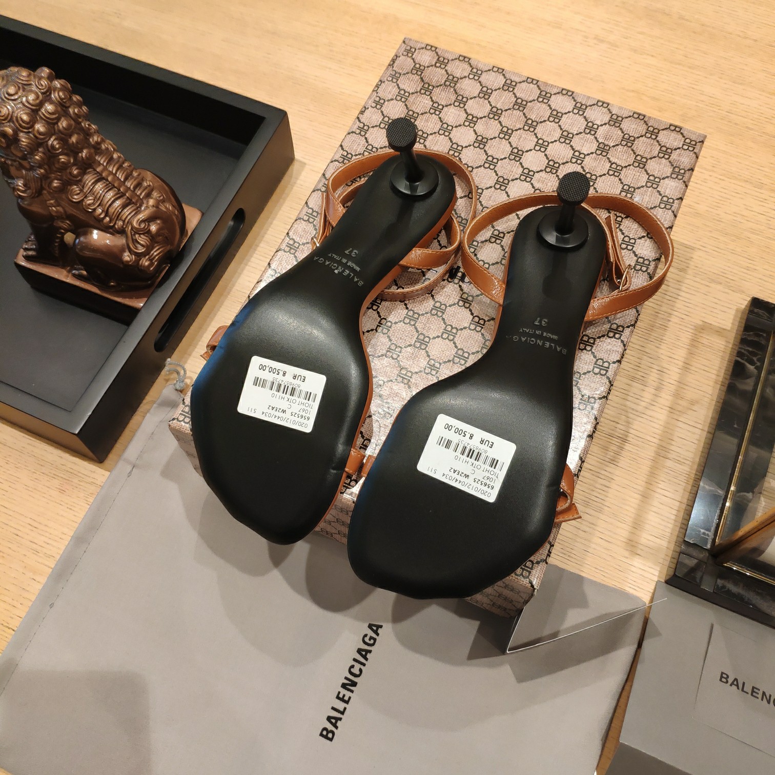 Balenciaga Logo High Heeled Sandals (7CM) - 