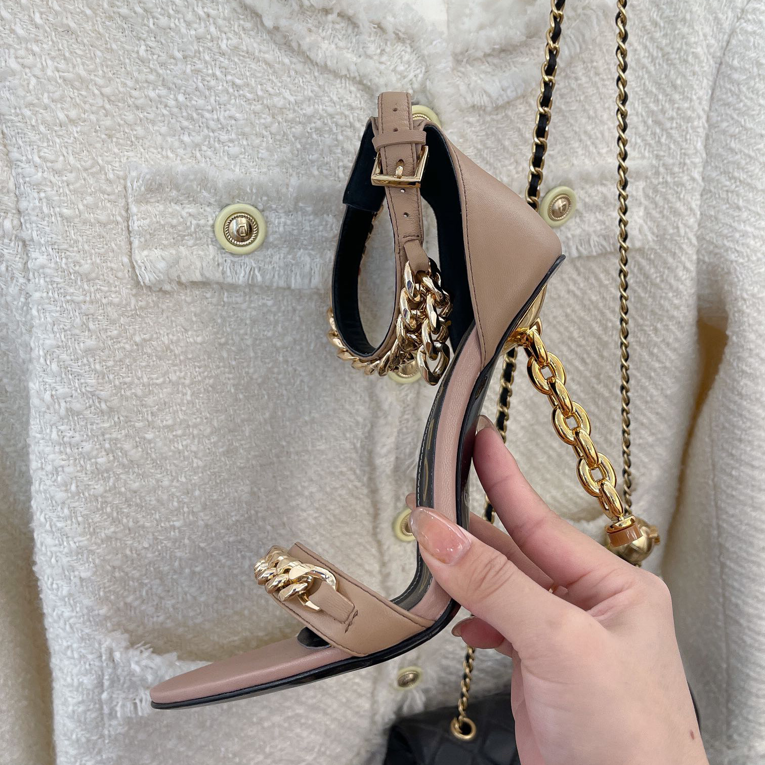 Tom Ford Chain-Trimmed Leather Sandals With Heel Height Of 10.5cm - 
