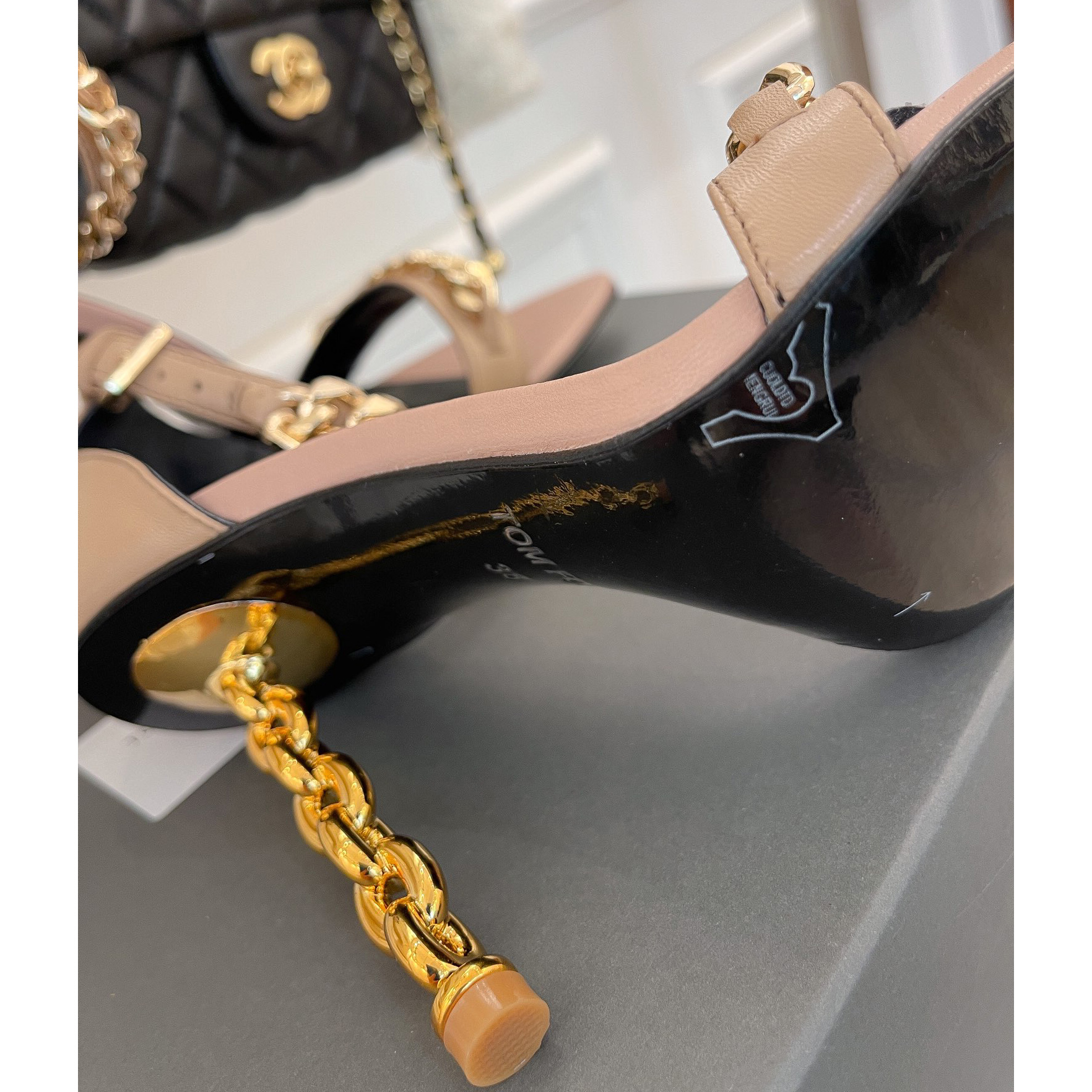 Tom Ford Chain-Trimmed Leather Sandals With Heel Height Of 10.5cm - 