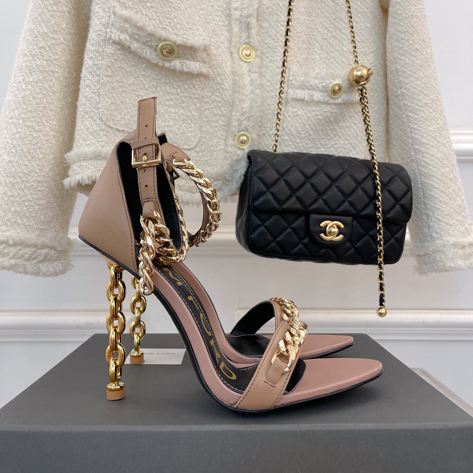 Tom Ford Chain-Trimmed Leather Sandals With Heel Height Of 10.5cm - 