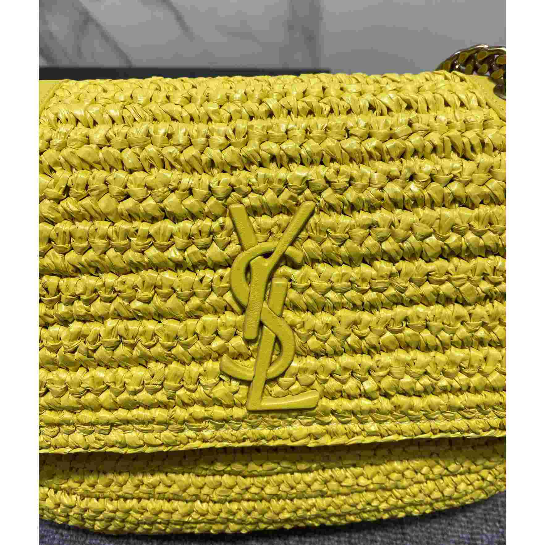 Saint Laurent Niki Medium Chain Bag In Raffia And Leather(28-22-9cm) - 