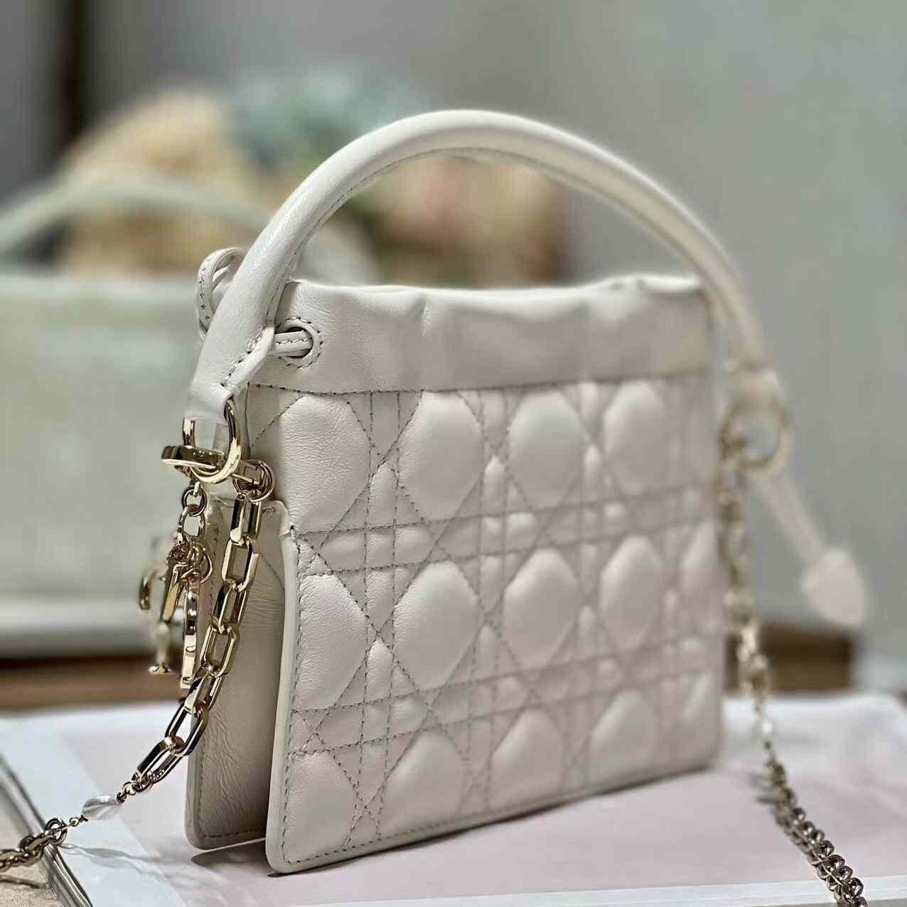 Dior Lady Dior Handle Drawstring Mini Bag - 