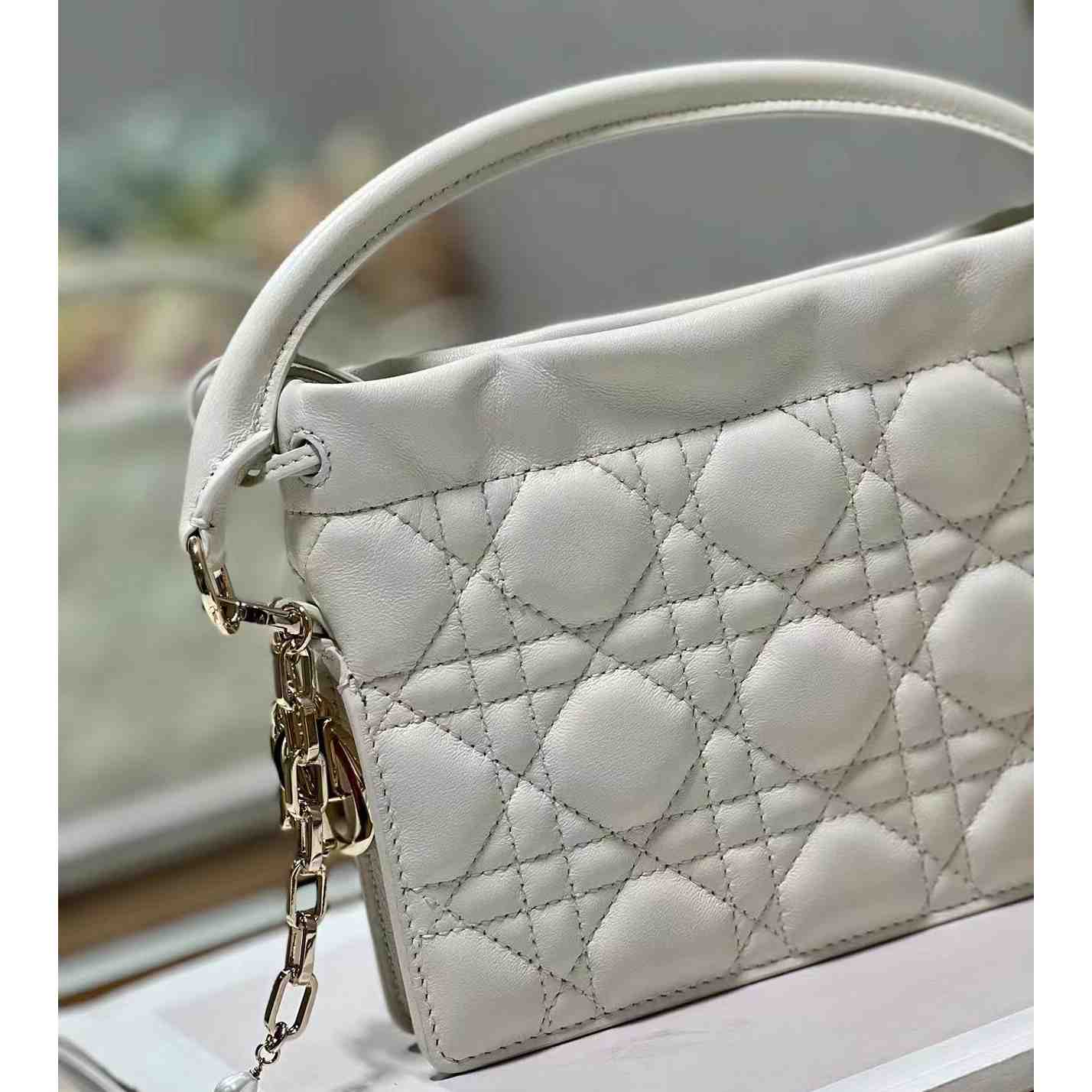 Dior Lady Dior Handle Drawstring Mini Bag - 