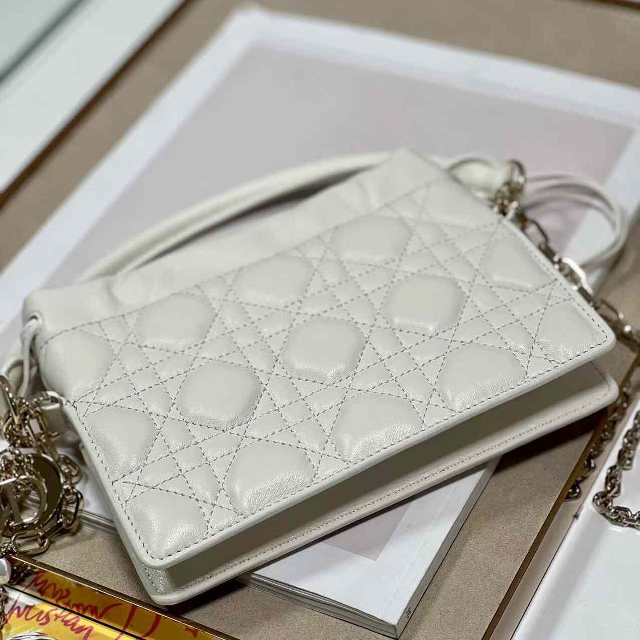 Dior Lady Dior Handle Drawstring Mini Bag - 