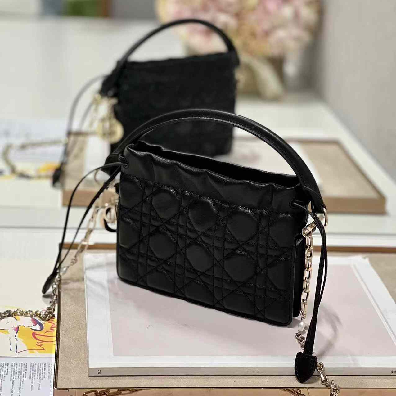 Dior Lady Dior Top Handle Drawstring Mini Bag - 