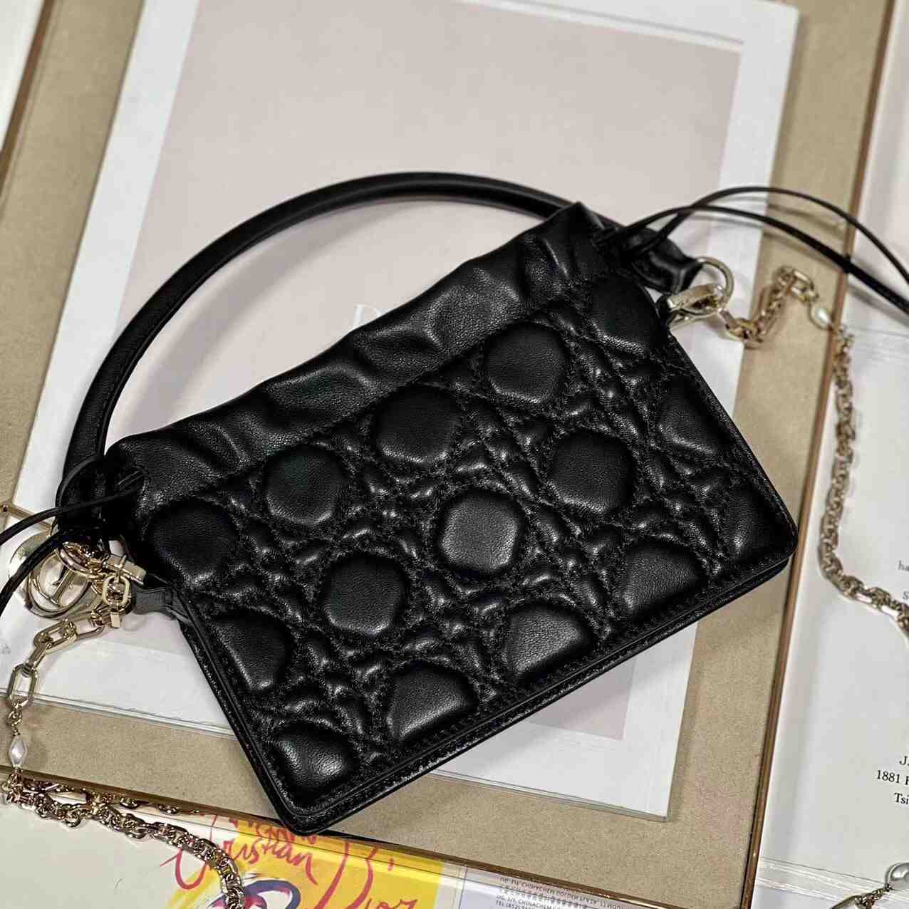 Dior Lady Dior Top Handle Drawstring Mini Bag - 