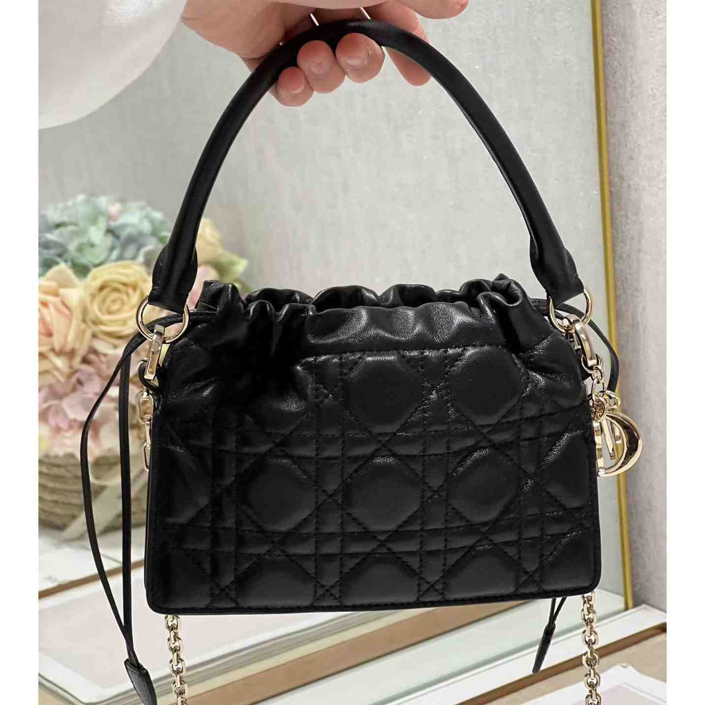 Dior Lady Dior Top Handle Drawstring Mini Bag - 