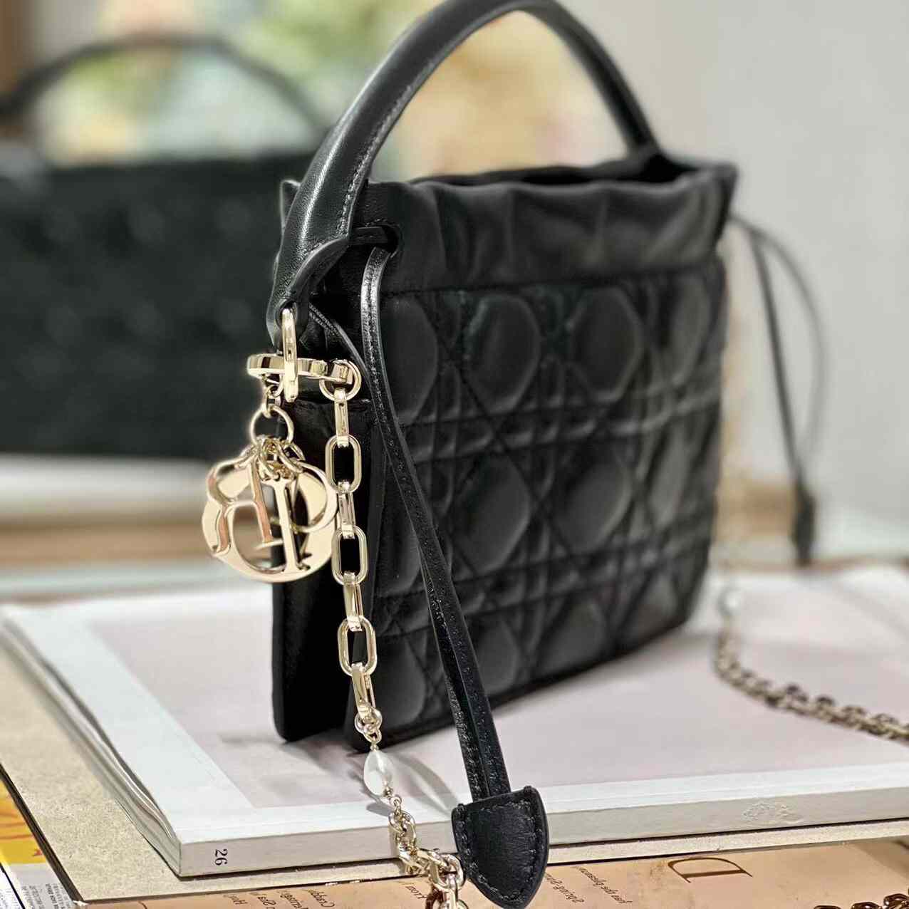 Dior Lady Dior Top Handle Drawstring Mini Bag - 