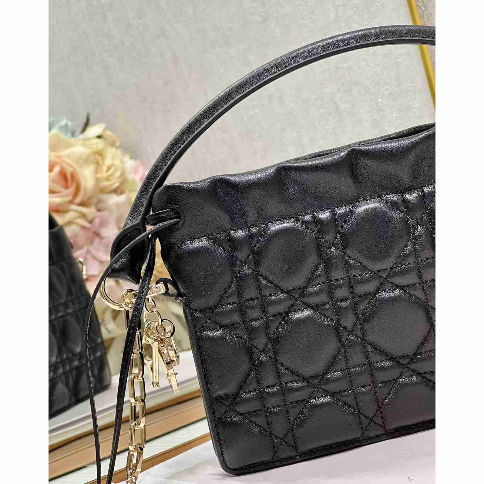 Dior Lady Dior Top Handle Drawstring Mini Bag - 