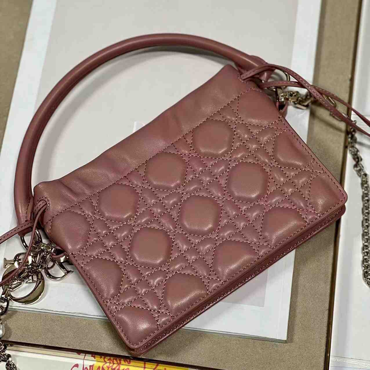Dior Lady Dior Top Handle Drawstring Mini Bag - 
