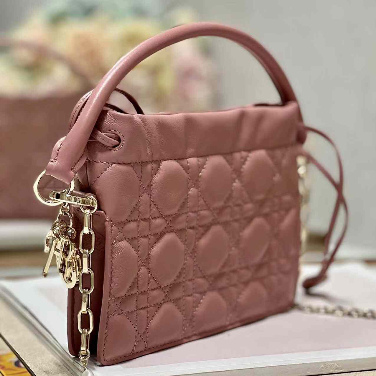 Dior Lady Dior Top Handle Drawstring Mini Bag - 