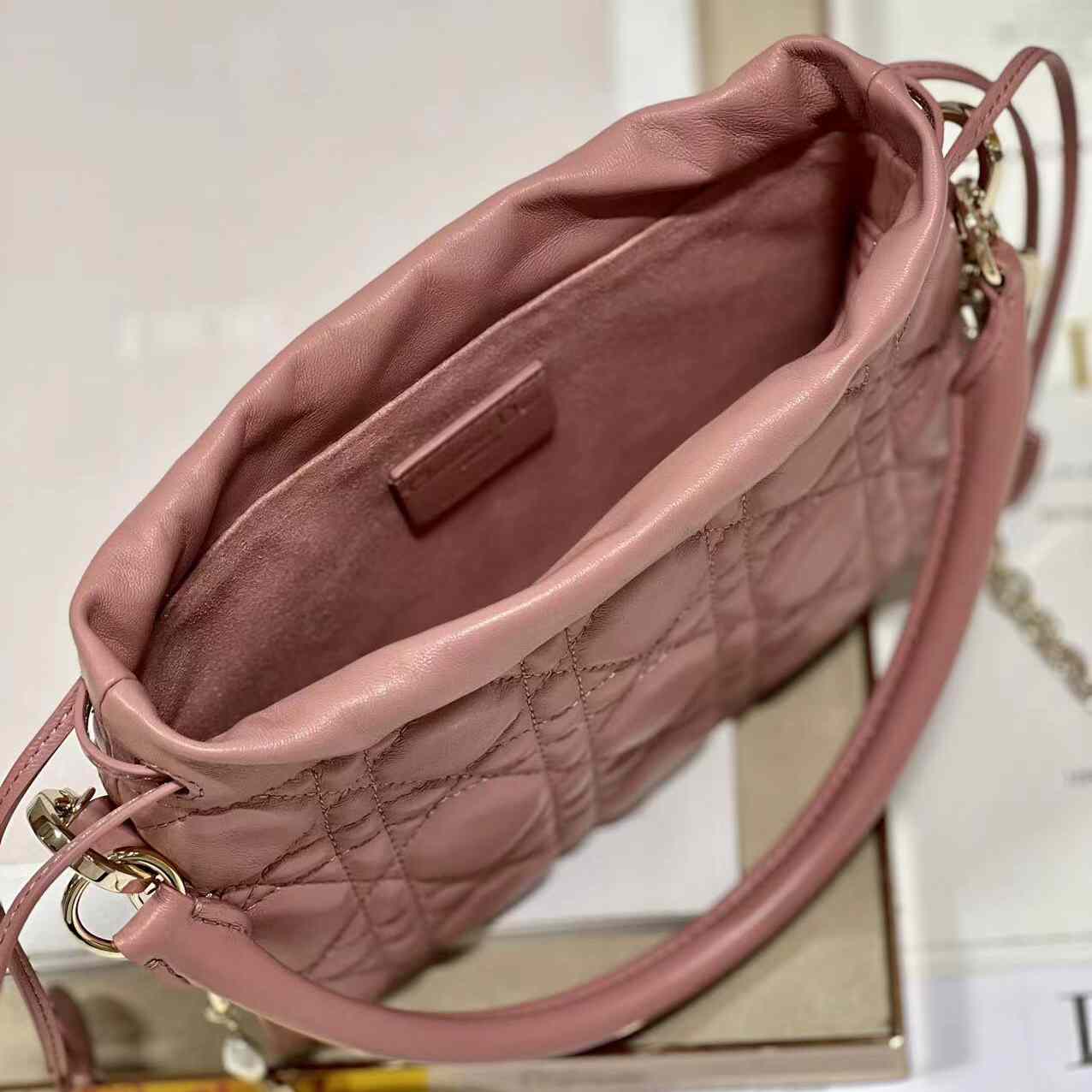 Dior Lady Dior Top Handle Drawstring Mini Bag - 