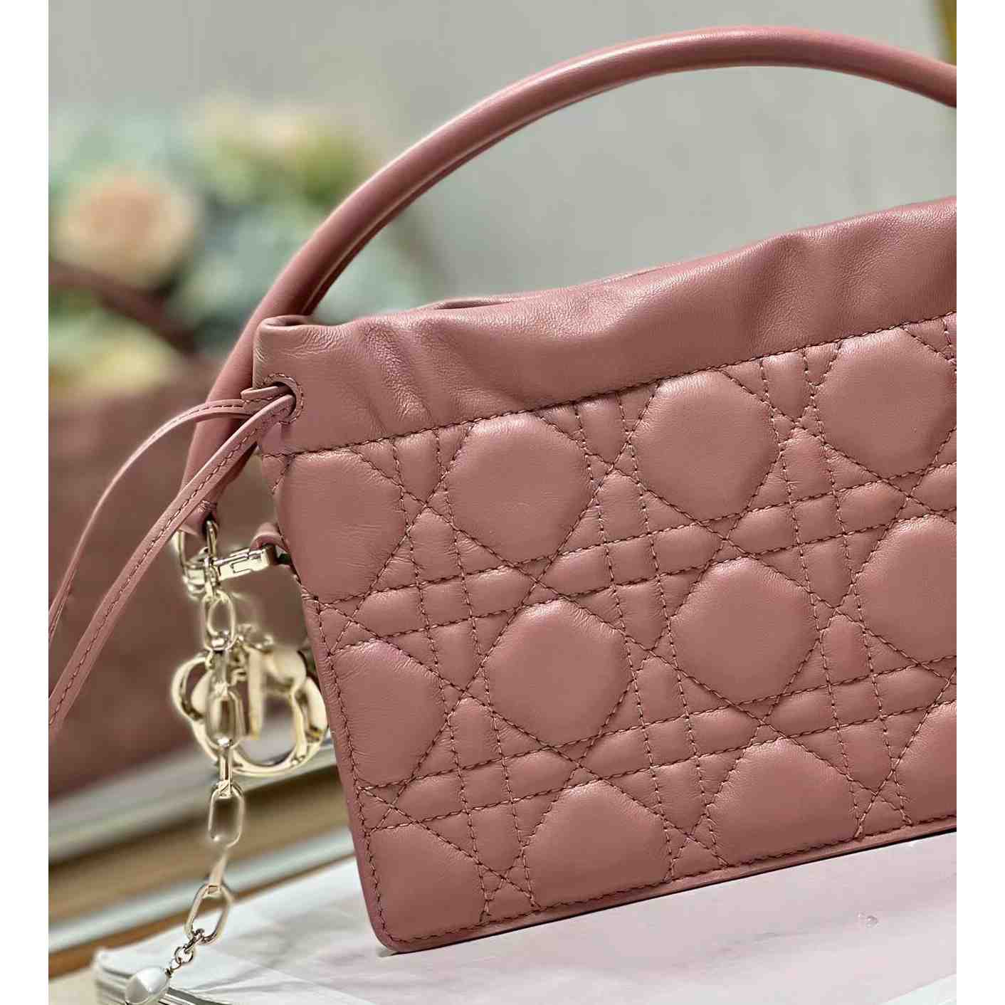 Dior Lady Dior Top Handle Drawstring Mini Bag - 