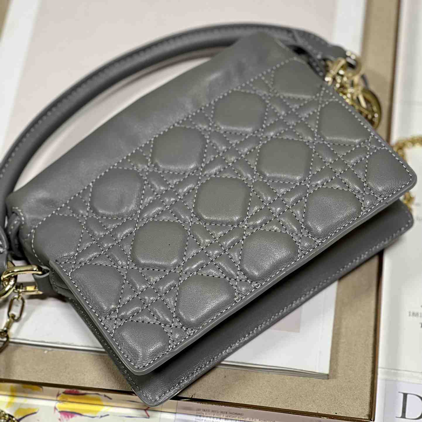 Dior Lady Dior Top Handle Drawstring Mini Bag - 