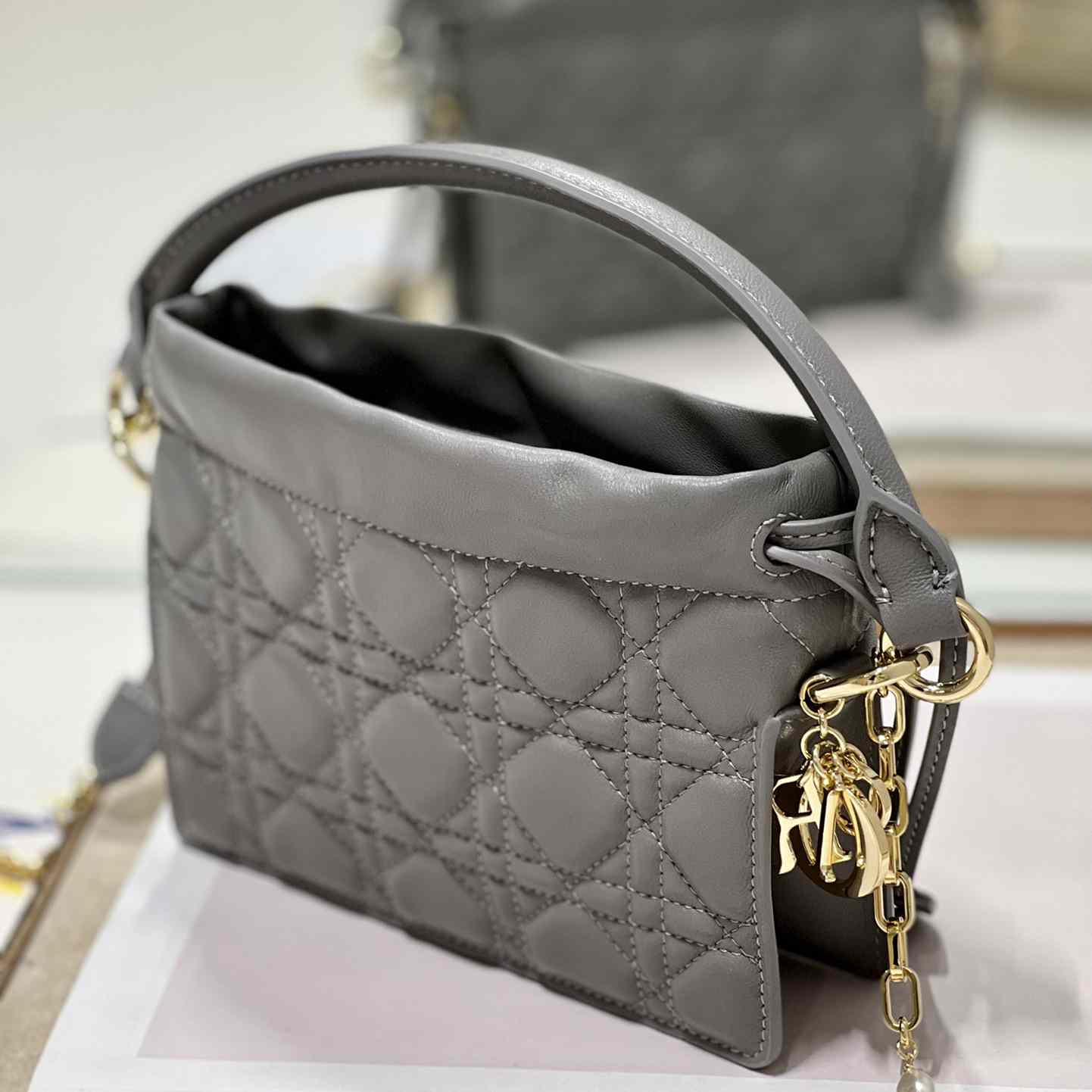 Dior Lady Dior Top Handle Drawstring Mini Bag - 