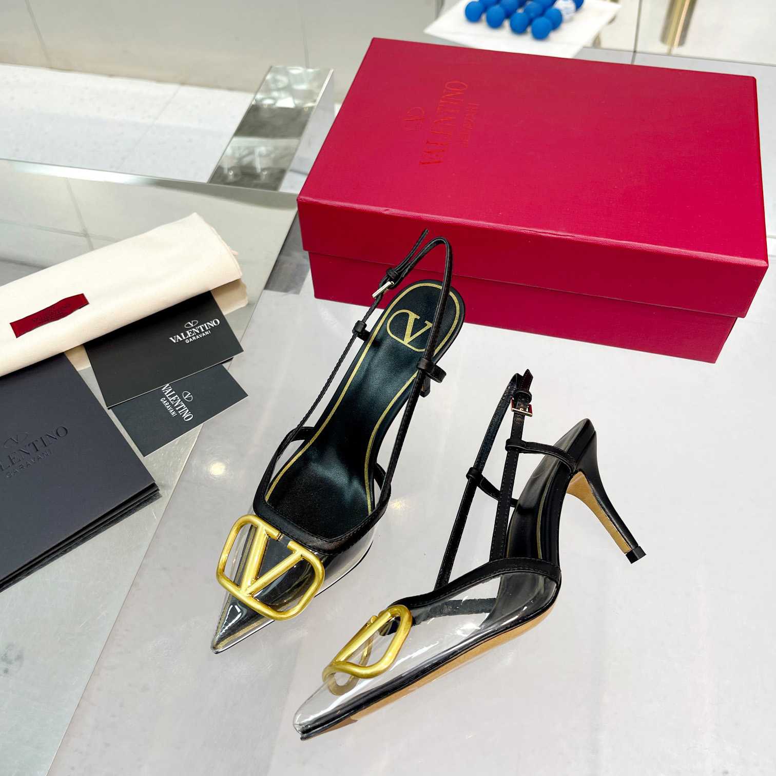 Valenti  VLogo Signature Slingback Pump In Transparent Polymer Material  80MM - 