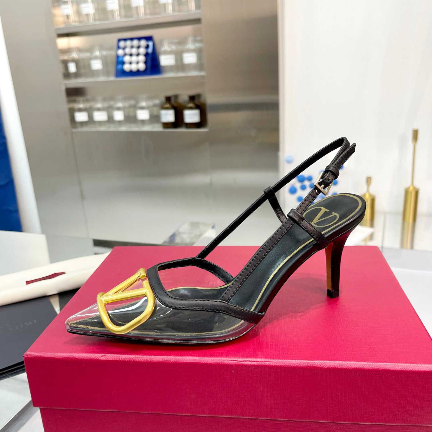 Valenti  VLogo Signature Slingback Pump In Transparent Polymer Material  80MM - 