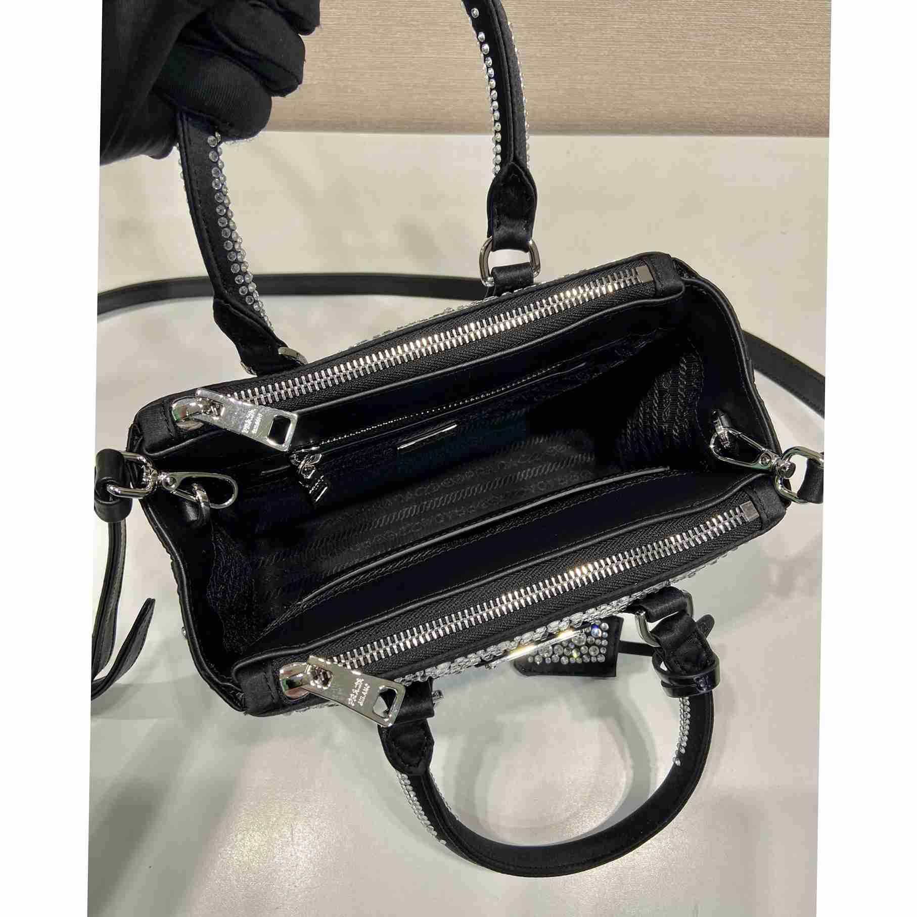Prada Galleria Satin Mini-bag With Crystals - 