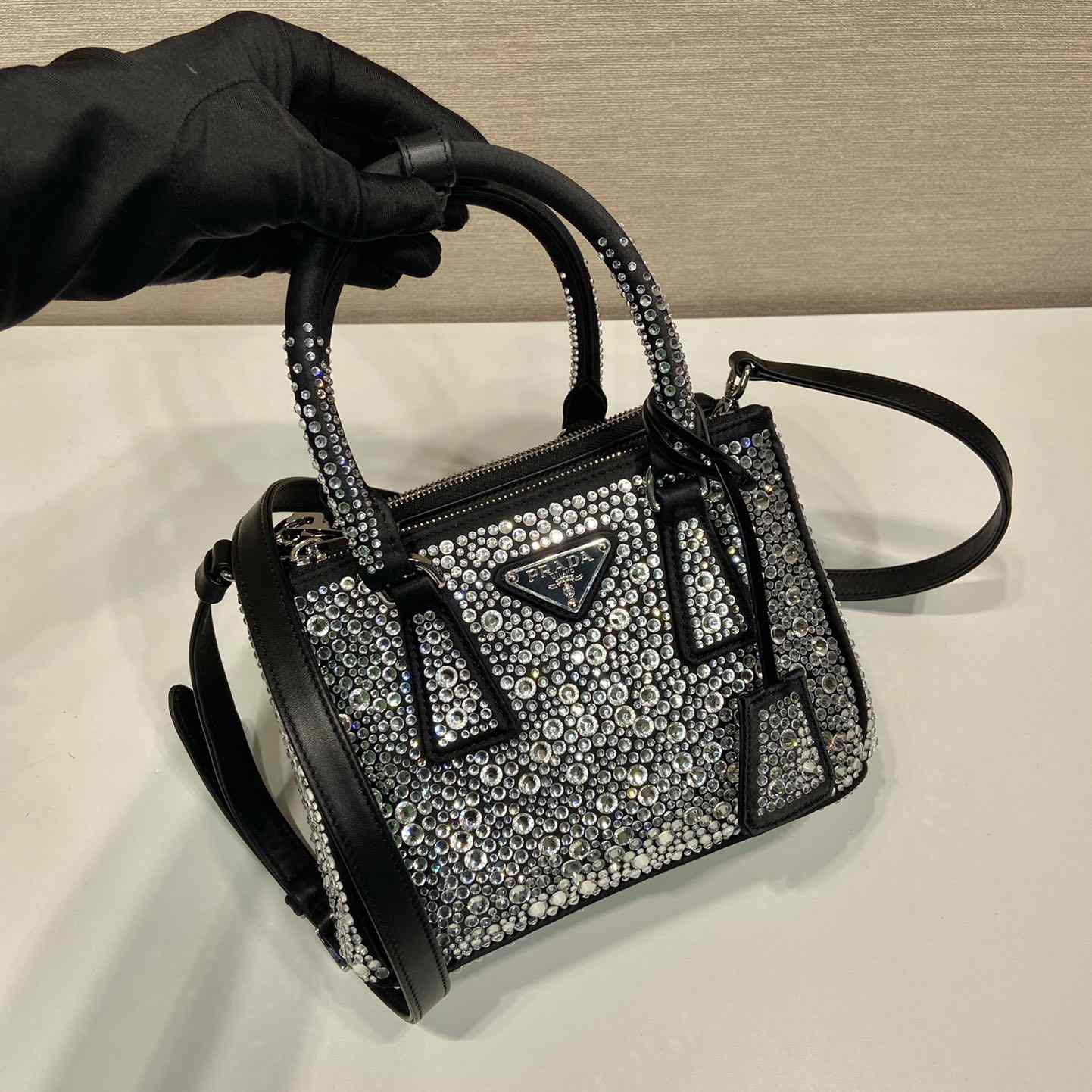 Prada Galleria Satin Mini-bag With Crystals - 