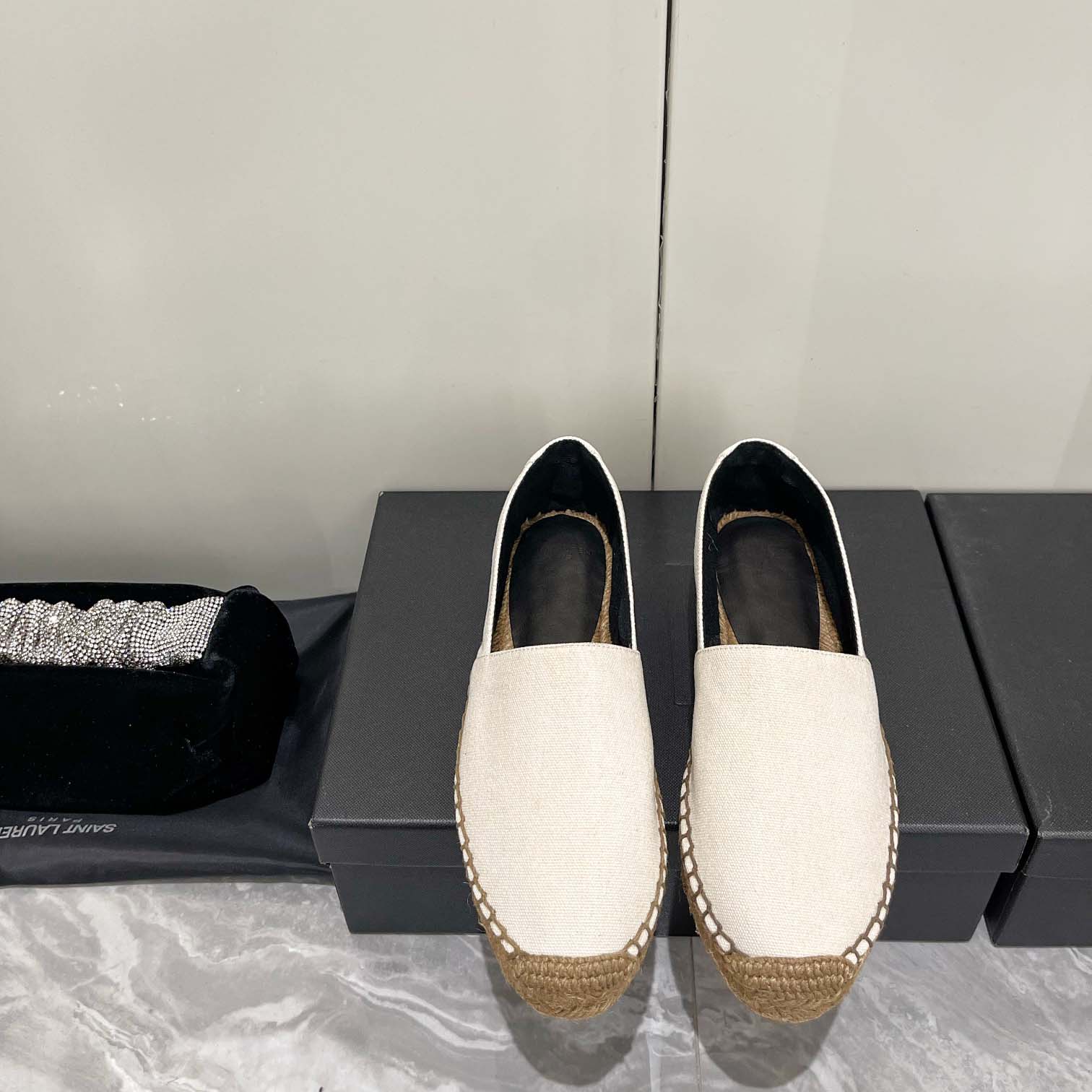 Saint Laurent Cassandre Embroidered Espadrilles In Canvas - 