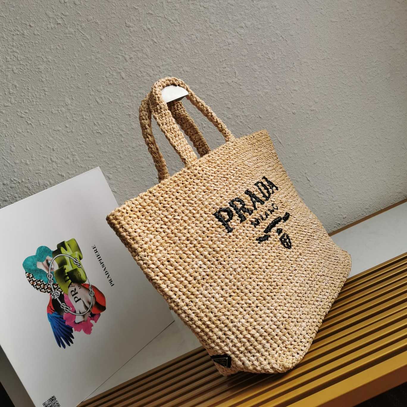 Prada Small Raffia Tote Bag - 