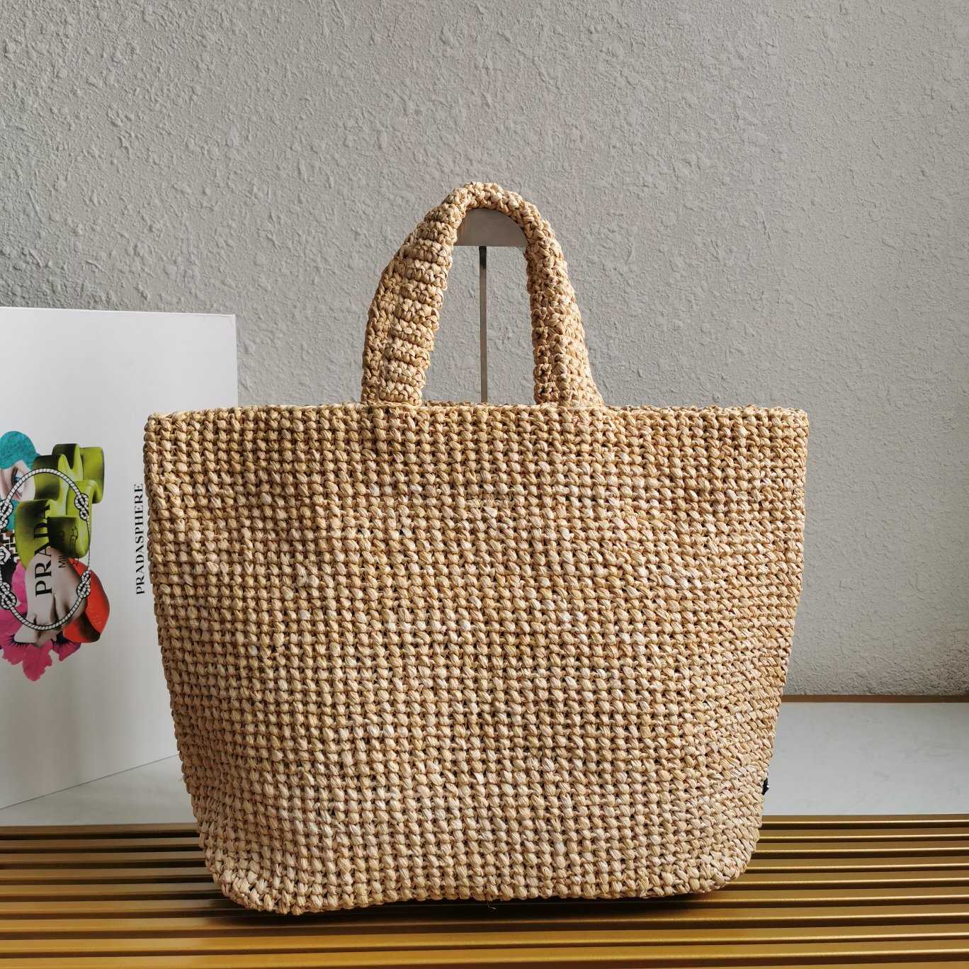 Prada Small Raffia Tote Bag - 