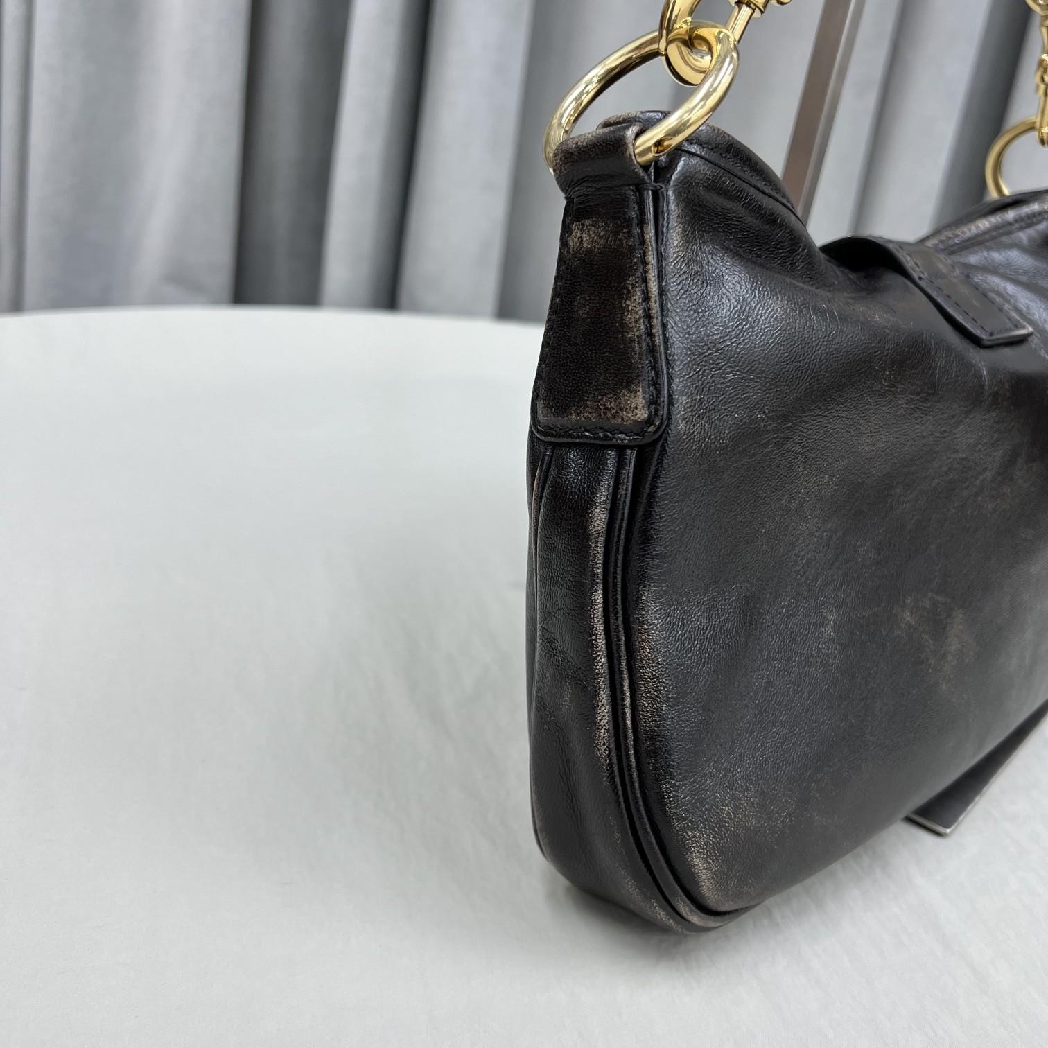 Miu Miu Leather Shoulder Bag With Snap Hook - 