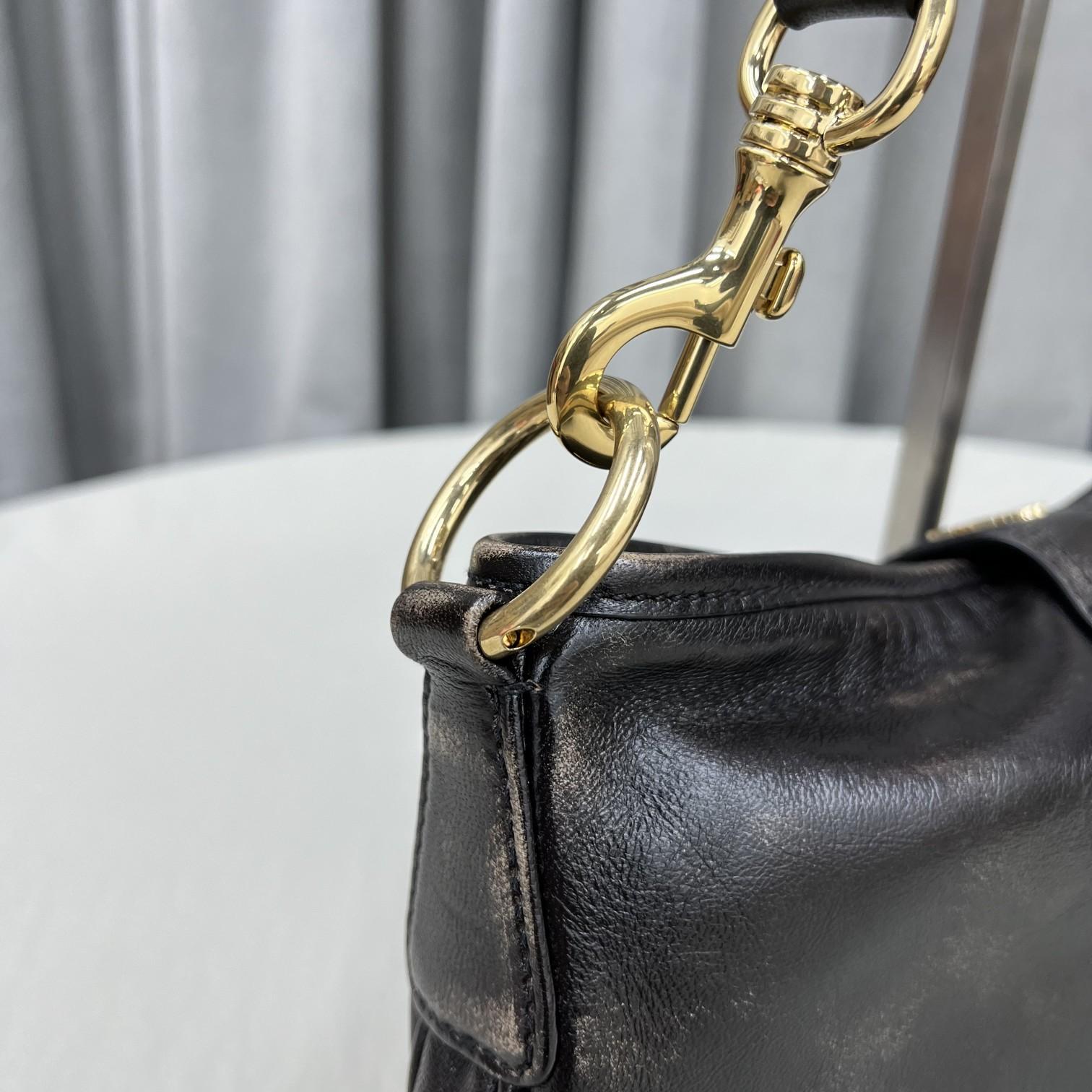 Miu Miu Leather Shoulder Bag With Snap Hook - 