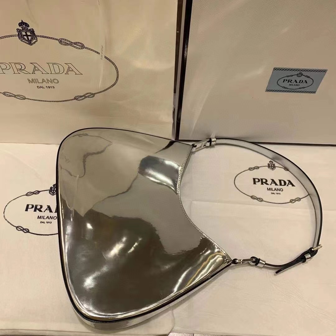 Prada Cleo Brushed Leather Shoulder Bag - 