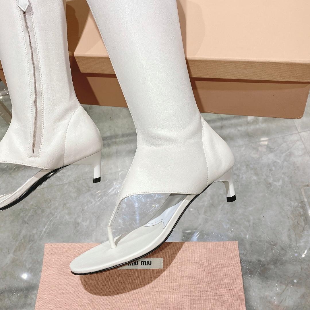 Miu Miu Stretch Nappa Leather Thong Boots - 