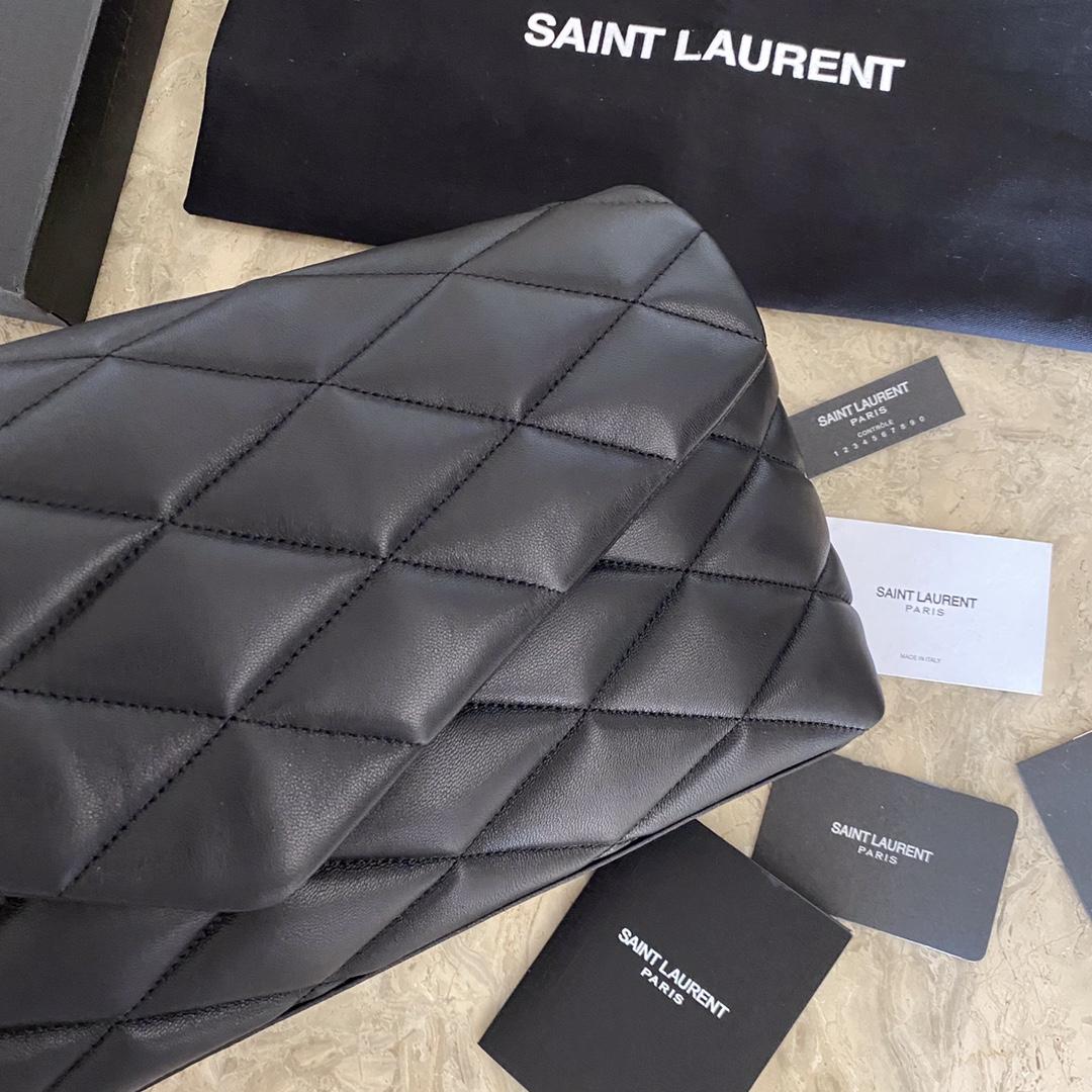 Saint Laurent Sade Puffer Quilted Leather Clutch In Black  - 