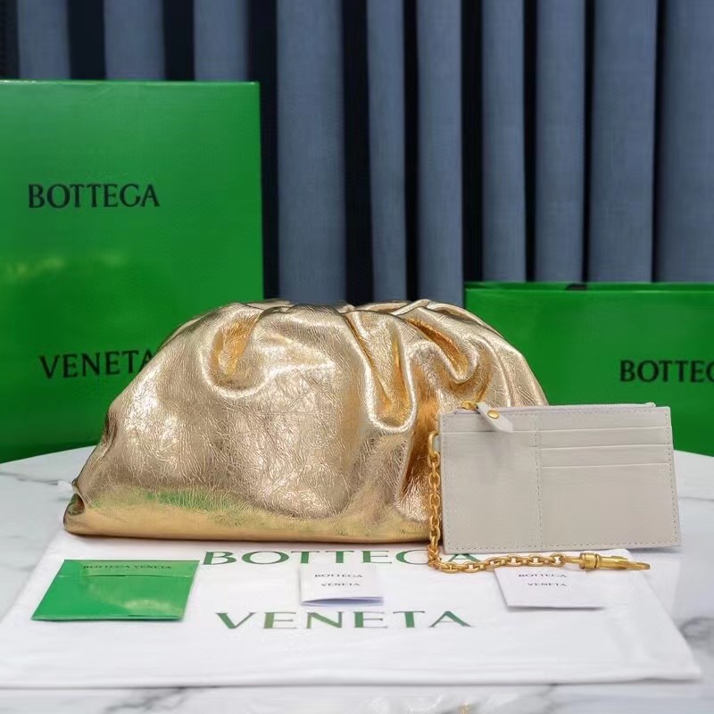Bottega Veneta Metallic Leather Pouch Clutch Bag(38-20-8.5cm) - 