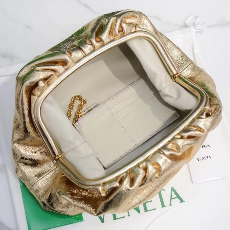 Bottega Veneta Metallic Leather Pouch Clutch Bag(38-20-8.5cm) - 