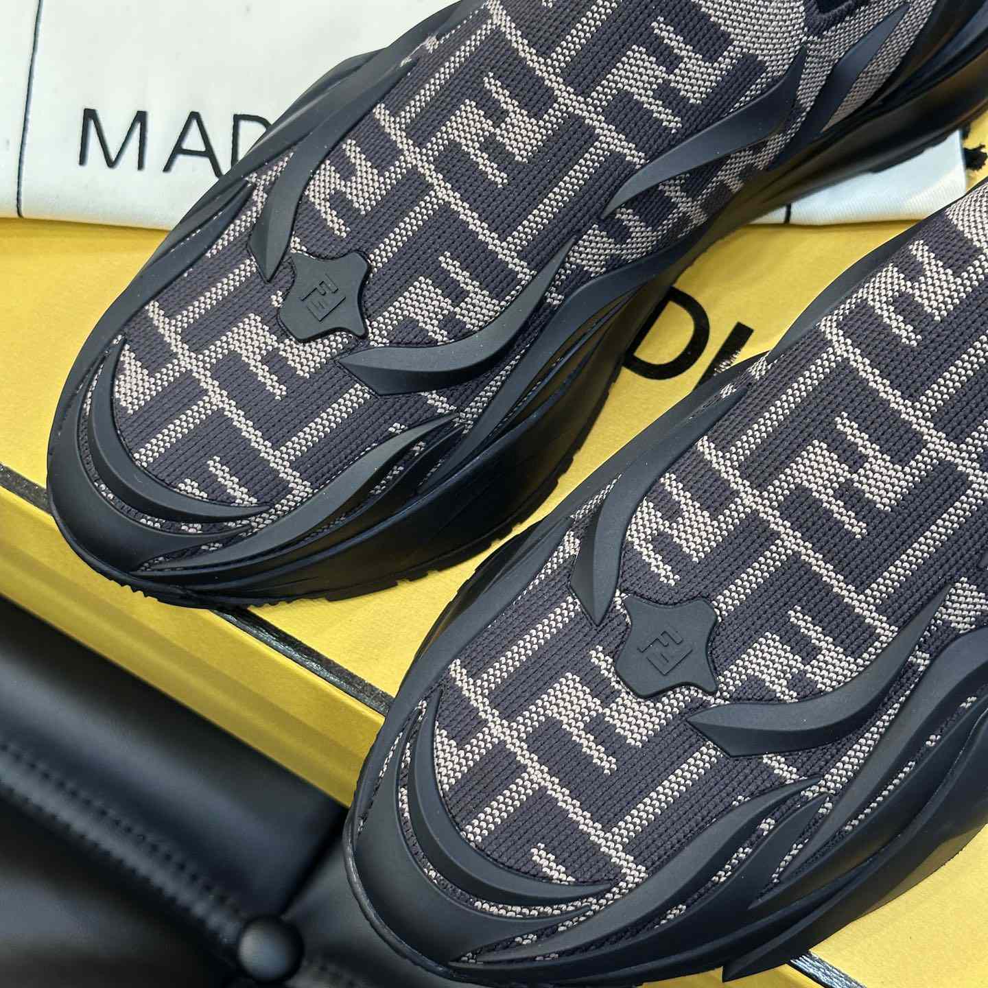 Fendi Flow Brown Mesh Running Sneakers - 