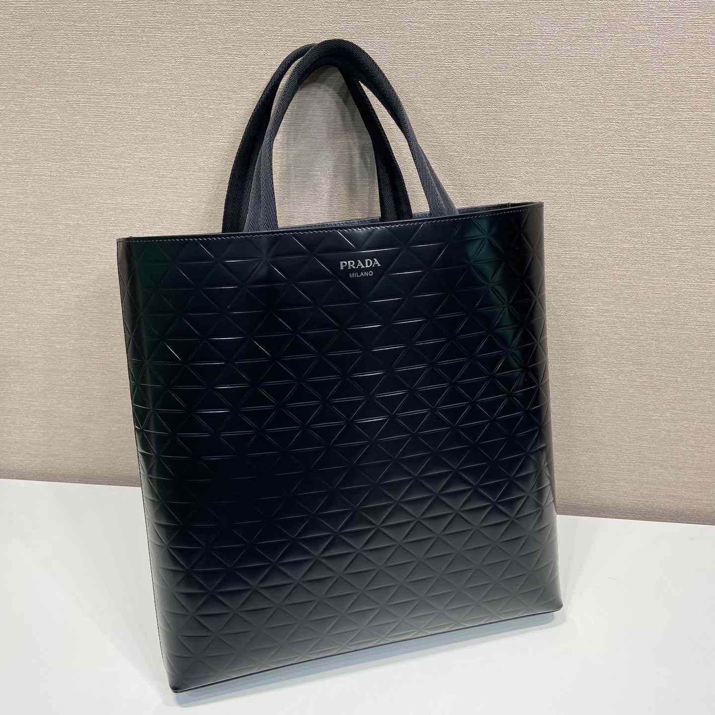 Prada Brushed Leather Tote Bag With Water Bottle - 