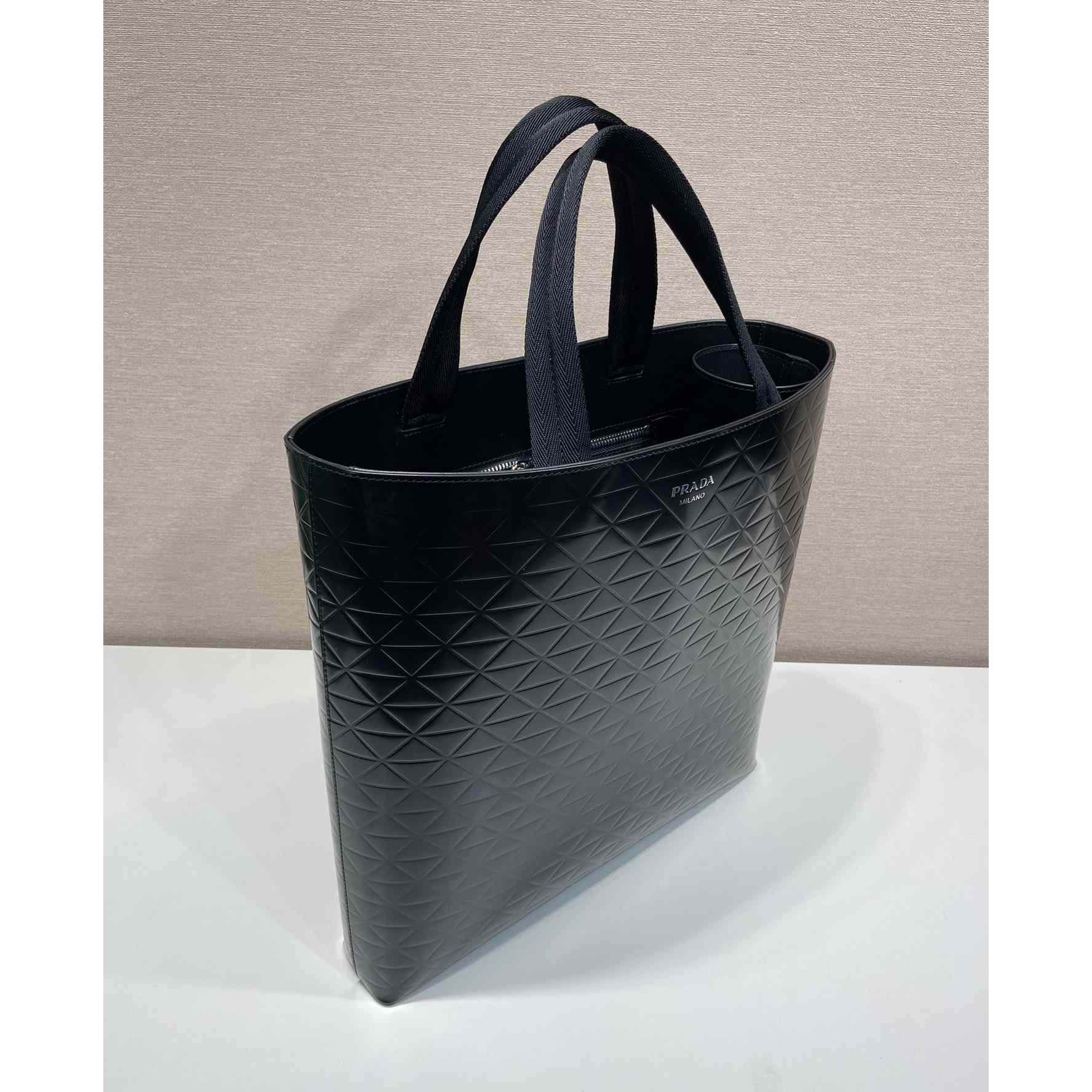 Prada Brushed Leather Tote Bag With Water Bottle - 