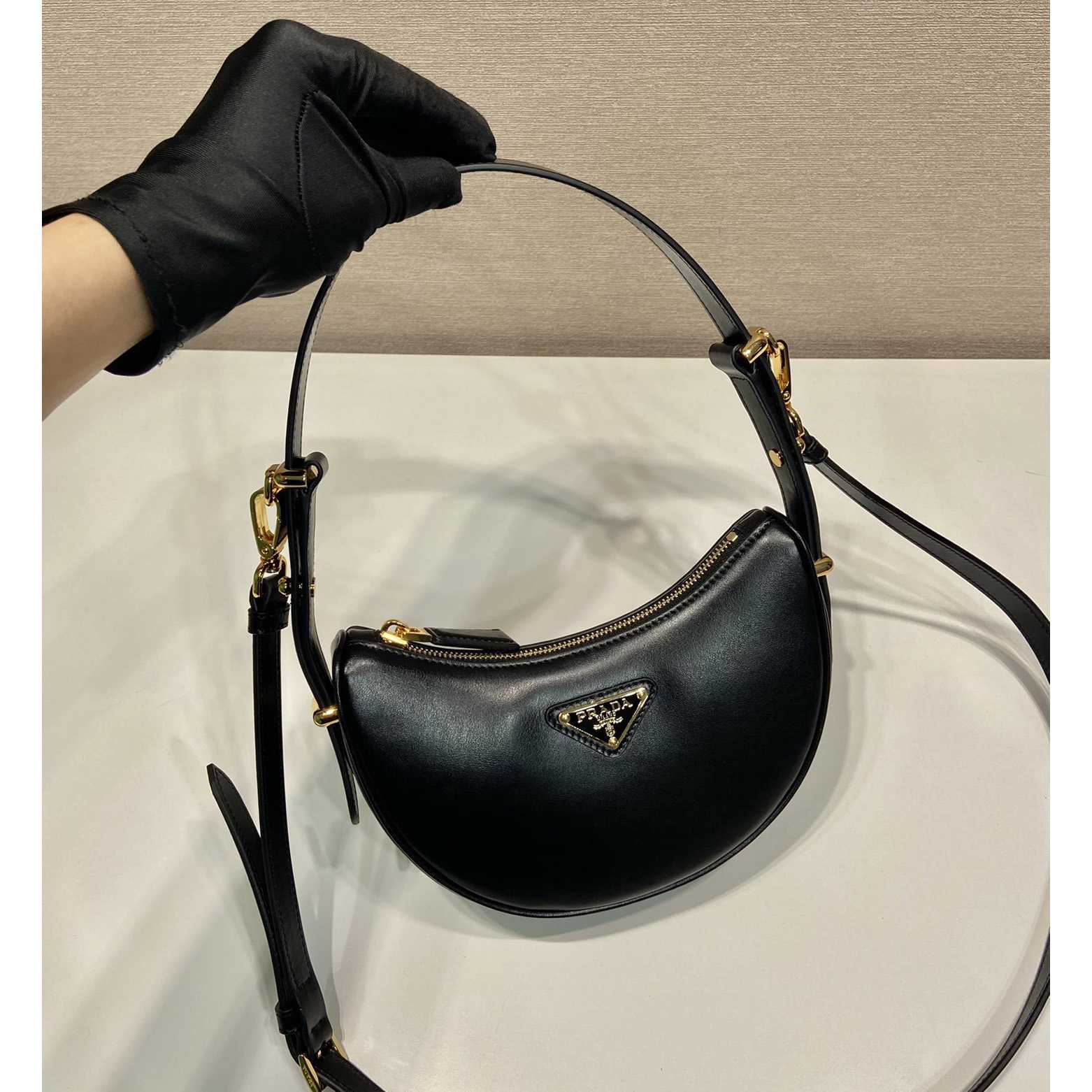 Prada Arqué Leather Mini Shoulder Bag - 