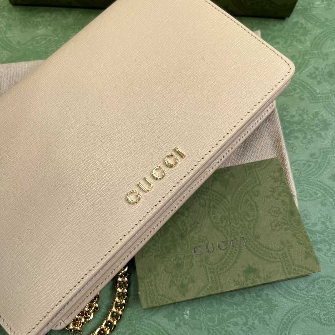 Gucci Chain Wallet With Gucci Script (12.5x 20x 4cm) - 