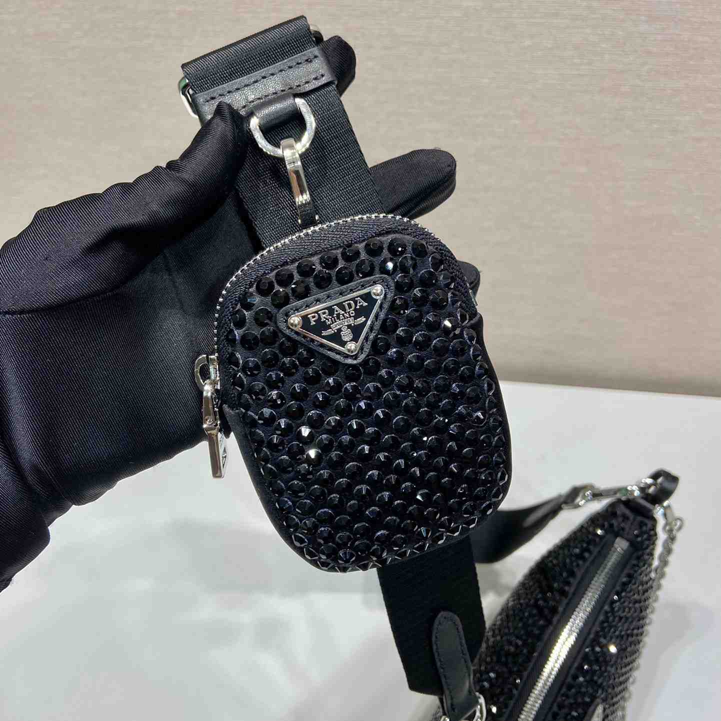 Prada Re-Edition 2005 Satin Bag With Crystals - 